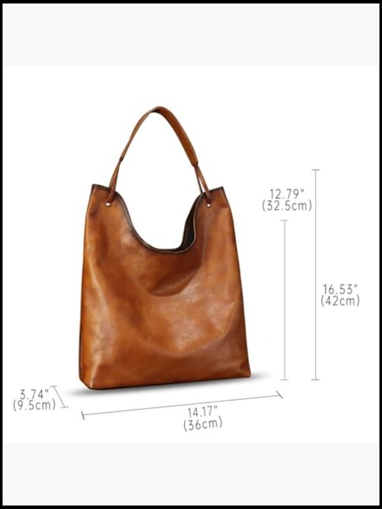 Vintage Leather Hobo Shoulder Bag, Large Tote Purse for  Genuine Leather Hobo Bag Large Tote Satchel Vintage Real Leather Shoulder Purse